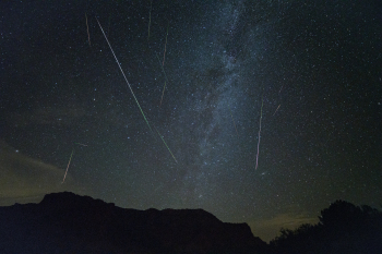 Composite of Perseids meteor shower 2022