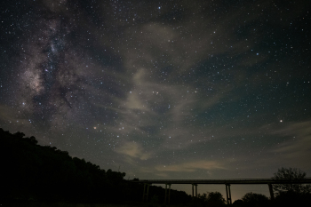 Milky way bridge over the Brazos River, Texas