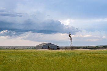 Storm with barn and windmill, OK